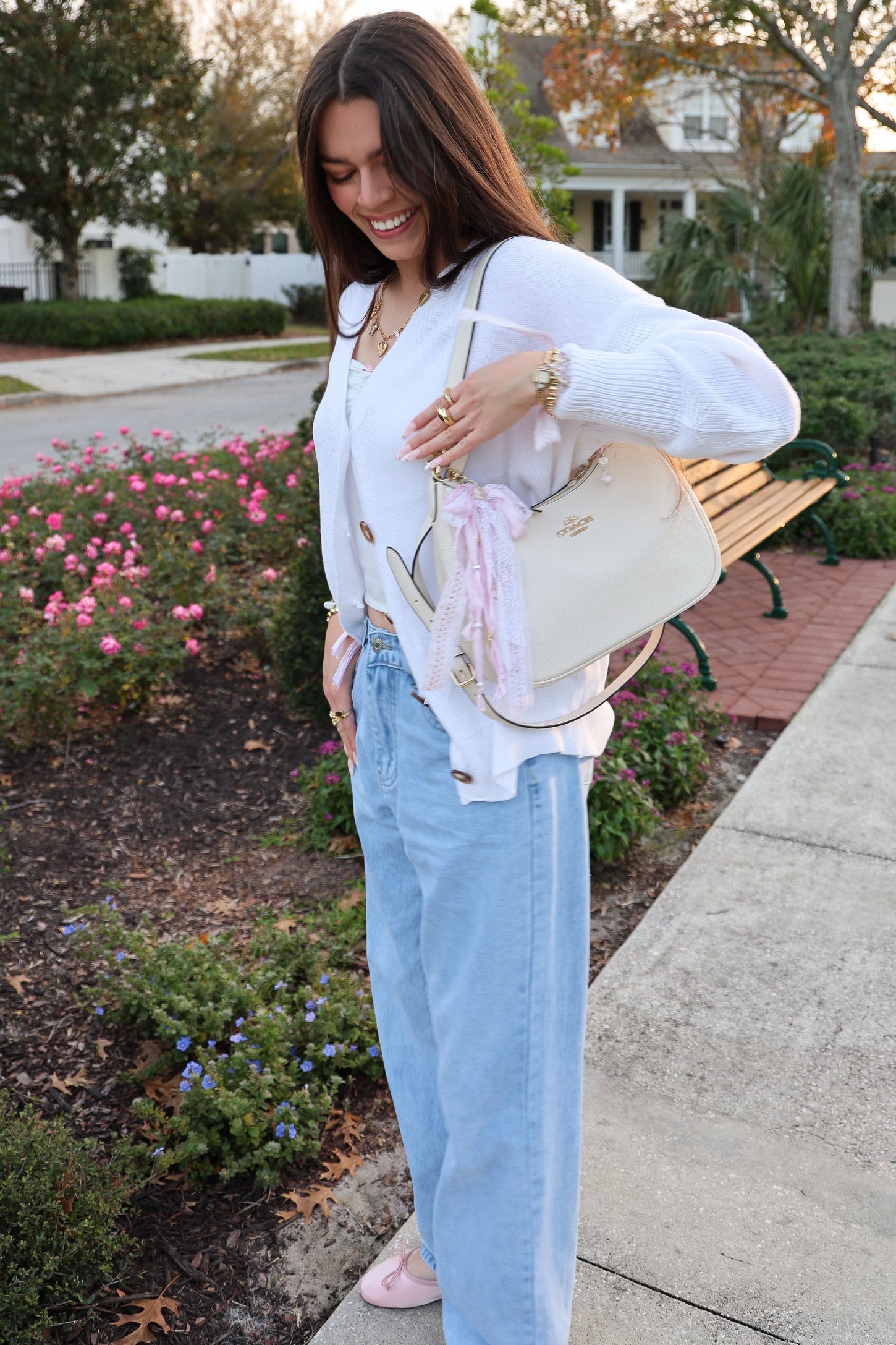 White Basic Ribbed Cardigan Sweater