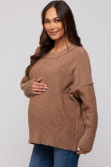 Mocha Knit Exposed Seam Maternity Sweater