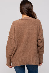 Mocha Knit Exposed Seam Maternity Sweater