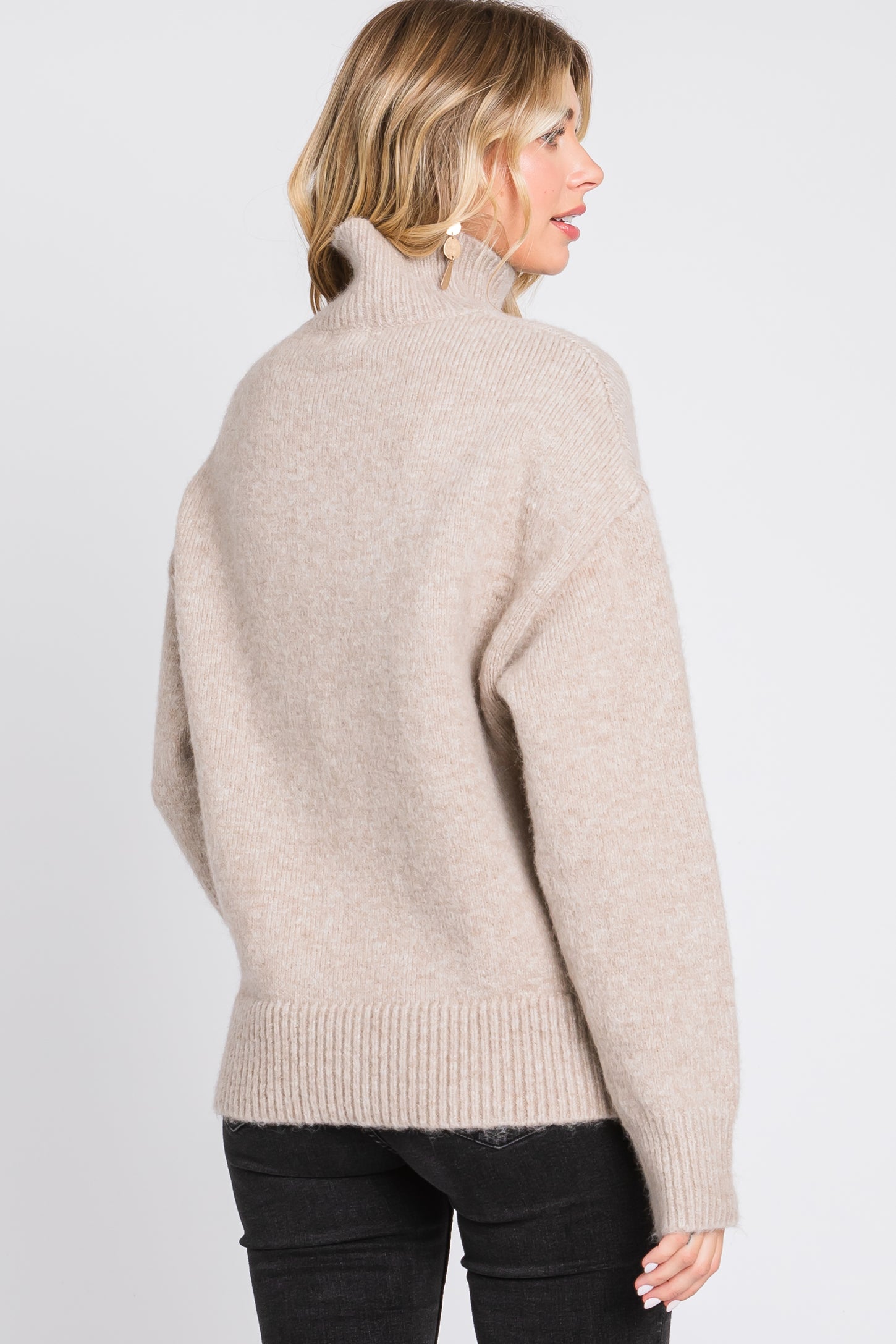 Beige Button Front Sweater