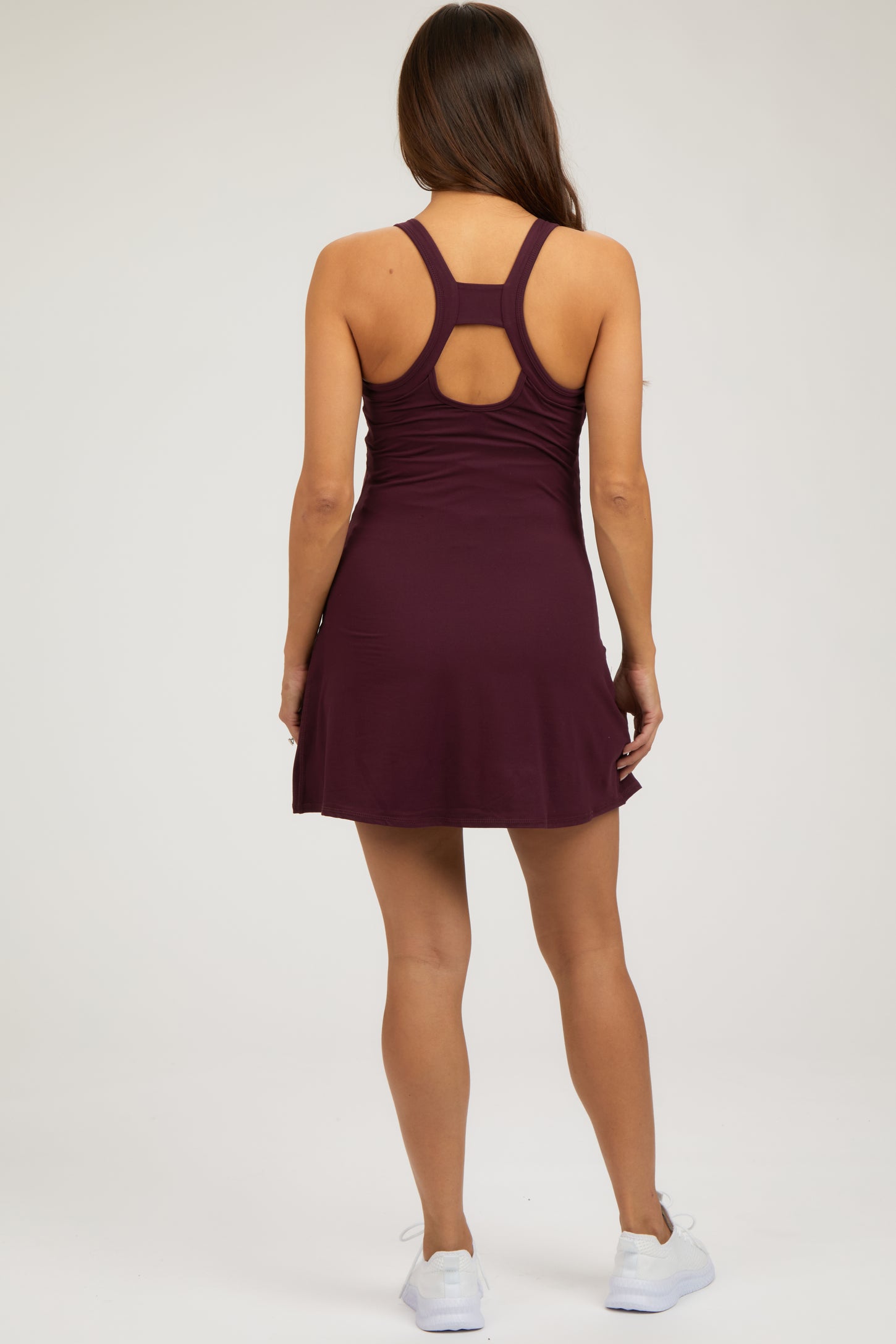 Plum Tennis Racerback Maternity Romper Dress