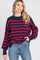 Navy Striped Long Sleeve Knit Sweater