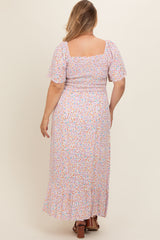 Ivory Floral Smocked Plus Maternity Maxi Dress