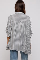 Charcoal Striped Button Up Dolman Maternity Top