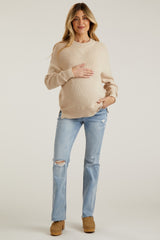 Light Blue Distressed Bootcut Maternity Jeans