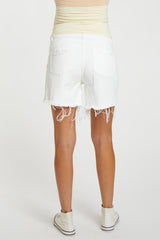 Ivory Distressed Maternity Jean Shorts