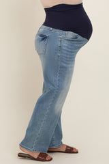 Blue Wide Leg Maternity Plus Size Jeans