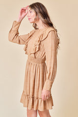 Sand Ruffle Woven Dress