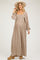 Beige Floral Smocked Wide Leg Maternity Jumpsuit