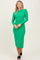Green Ribbed Mock Neck Long Sleeve Midi Dress