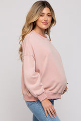 Pink Dropped Shoulder Maternity Sweatshirt