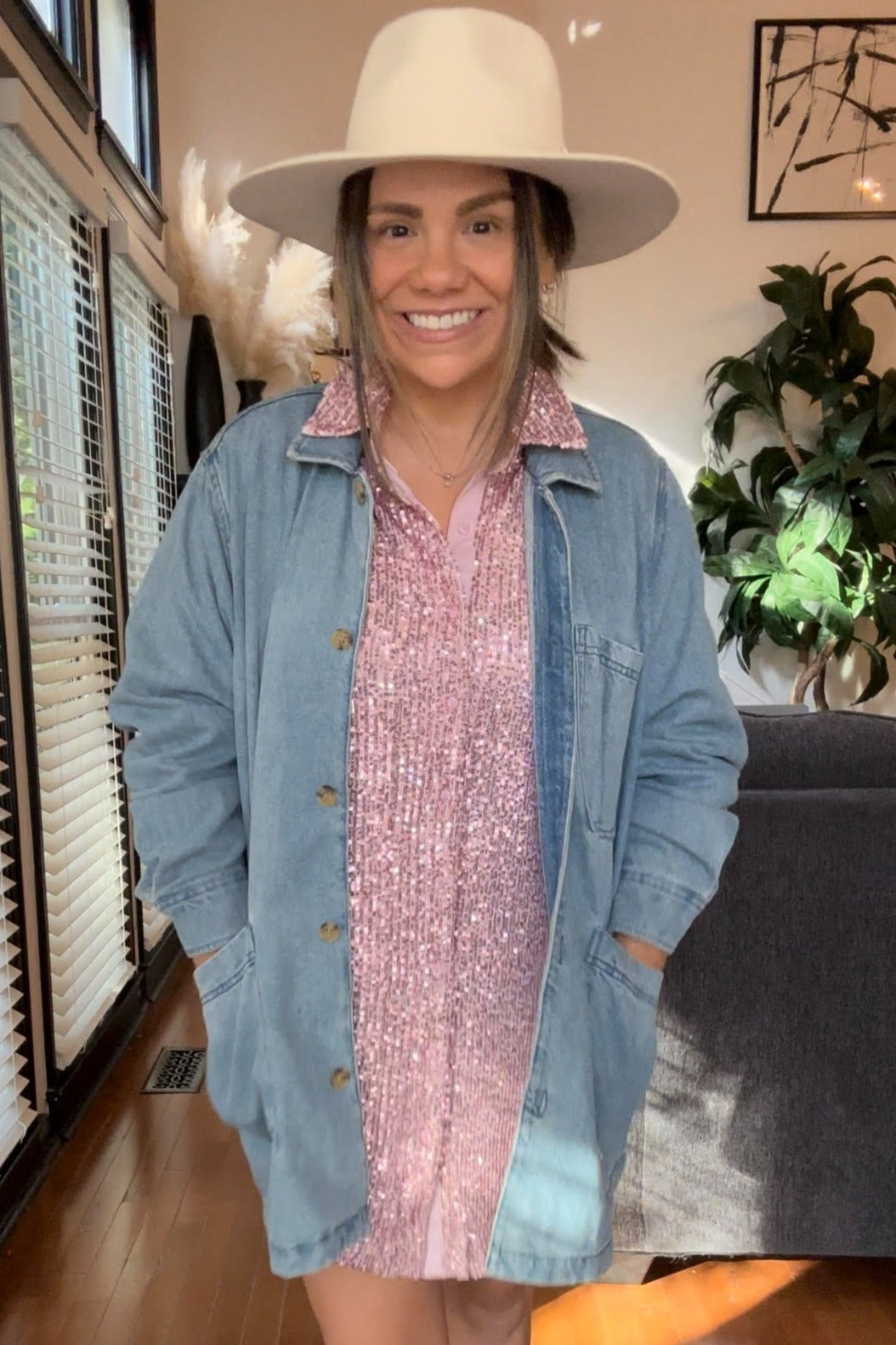 Pink Button-Down Dress