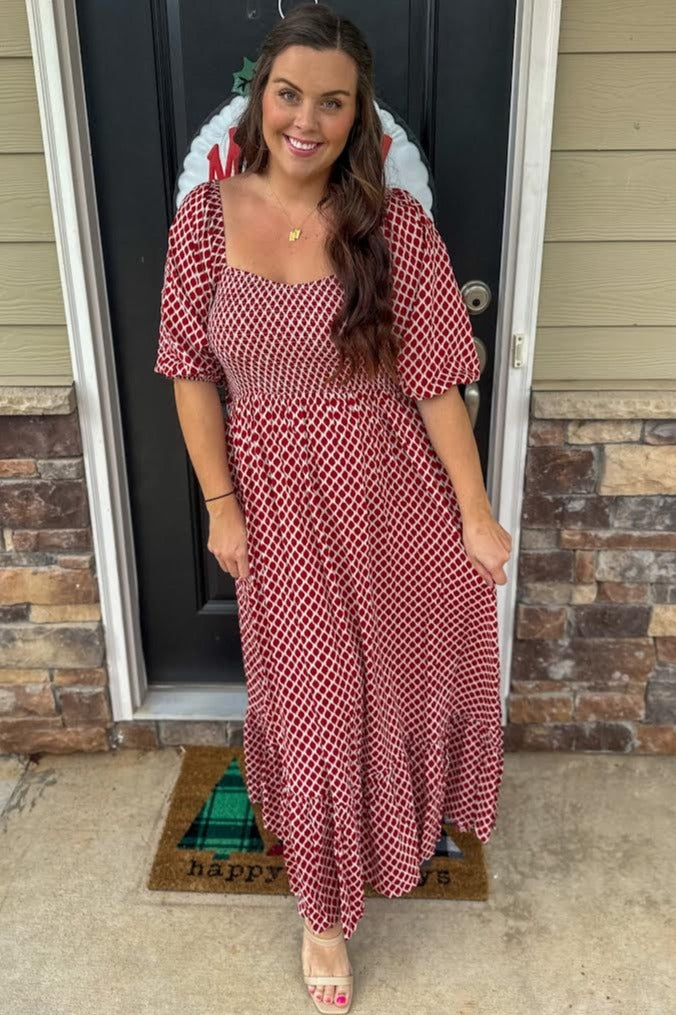 Red Sweetheart Neck Extra Wide Flowy Maxi Dress