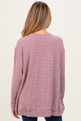 Mauve Crewneck  Slouchy Stripe Maternity Top