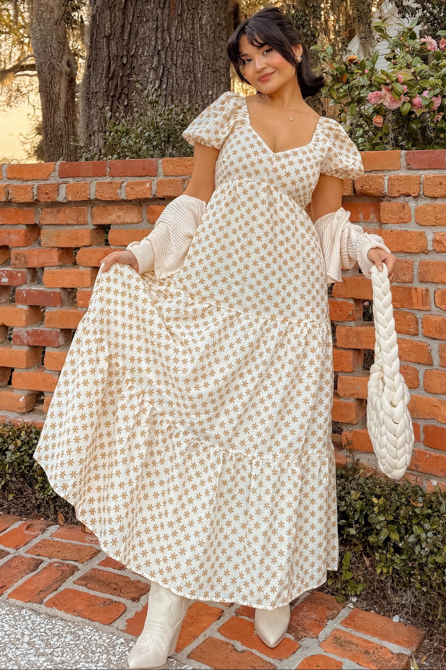 Yellow Floral Tiered Maxi Dress