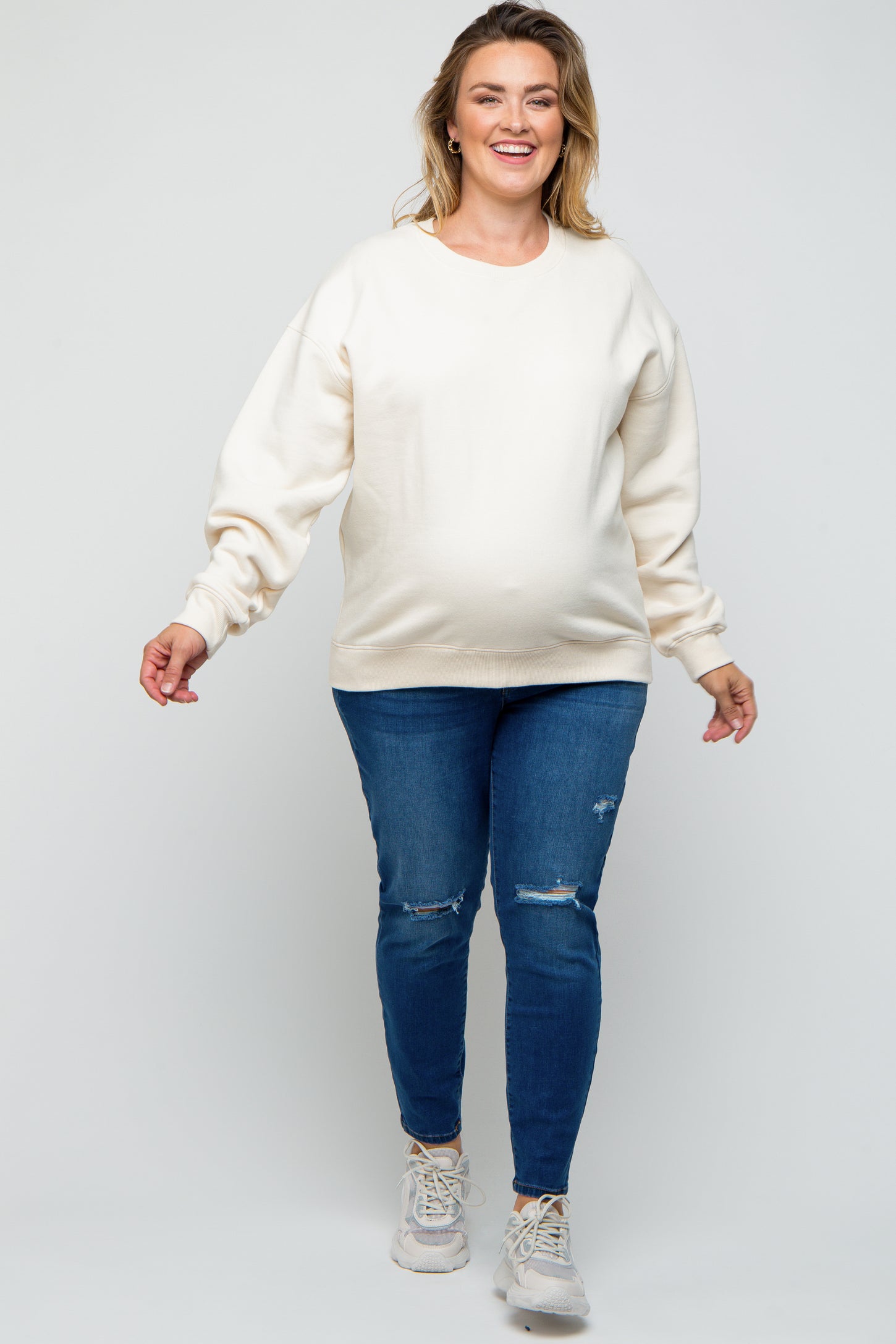 Blue Distressed Skinny Maternity Plus Jeans