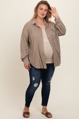 Navy Blue Distressed Crop Skinny Maternity Plus Jeans