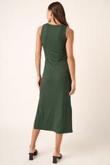 Forest Green Ribbed Side Slit Tank Dress