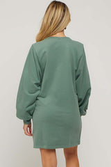 Green Ultra Soft Maternity Sweatshirt Dress