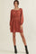 Cinnamon Solid Round Neck Smock Waist Mini Dress