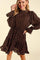 Black Terracotta Animal Frilled Mock Neck Elastic Waist Skirt