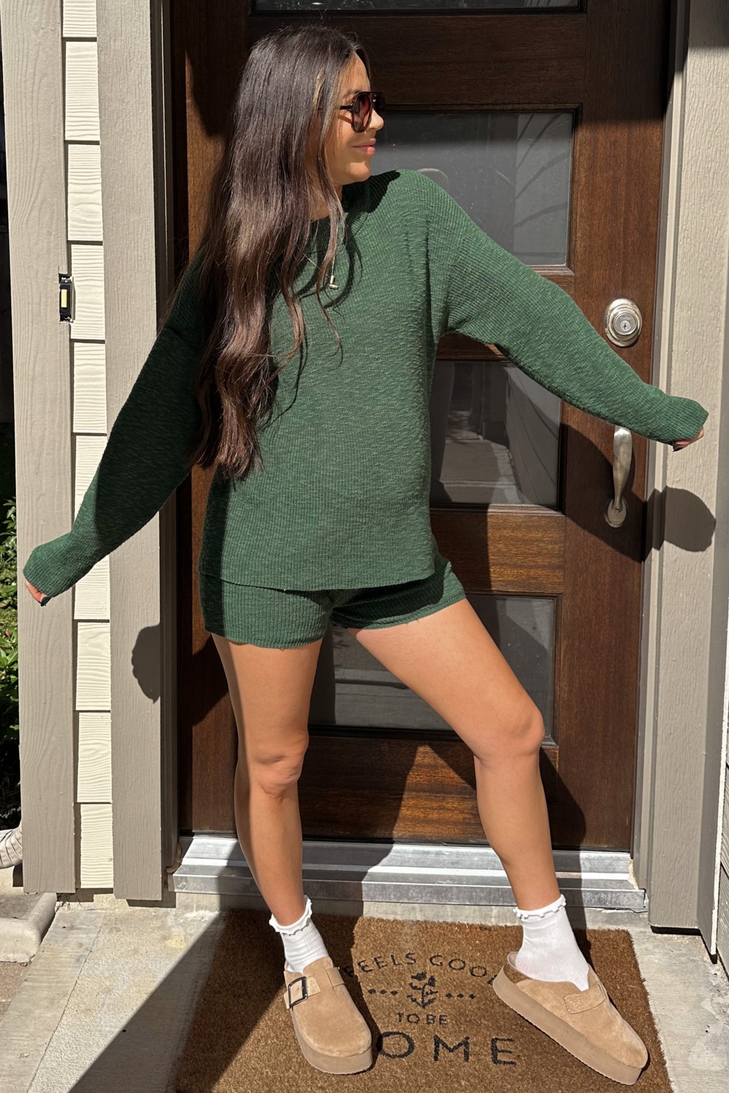 Forest Green Sweater Short Maternity Set