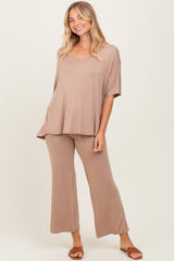 Mocha Cropped Pant Maternity Set