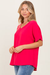 Coral Pink Short Sleeve Blouse