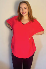 Coral Pink Short Sleeve Maternity Blouse