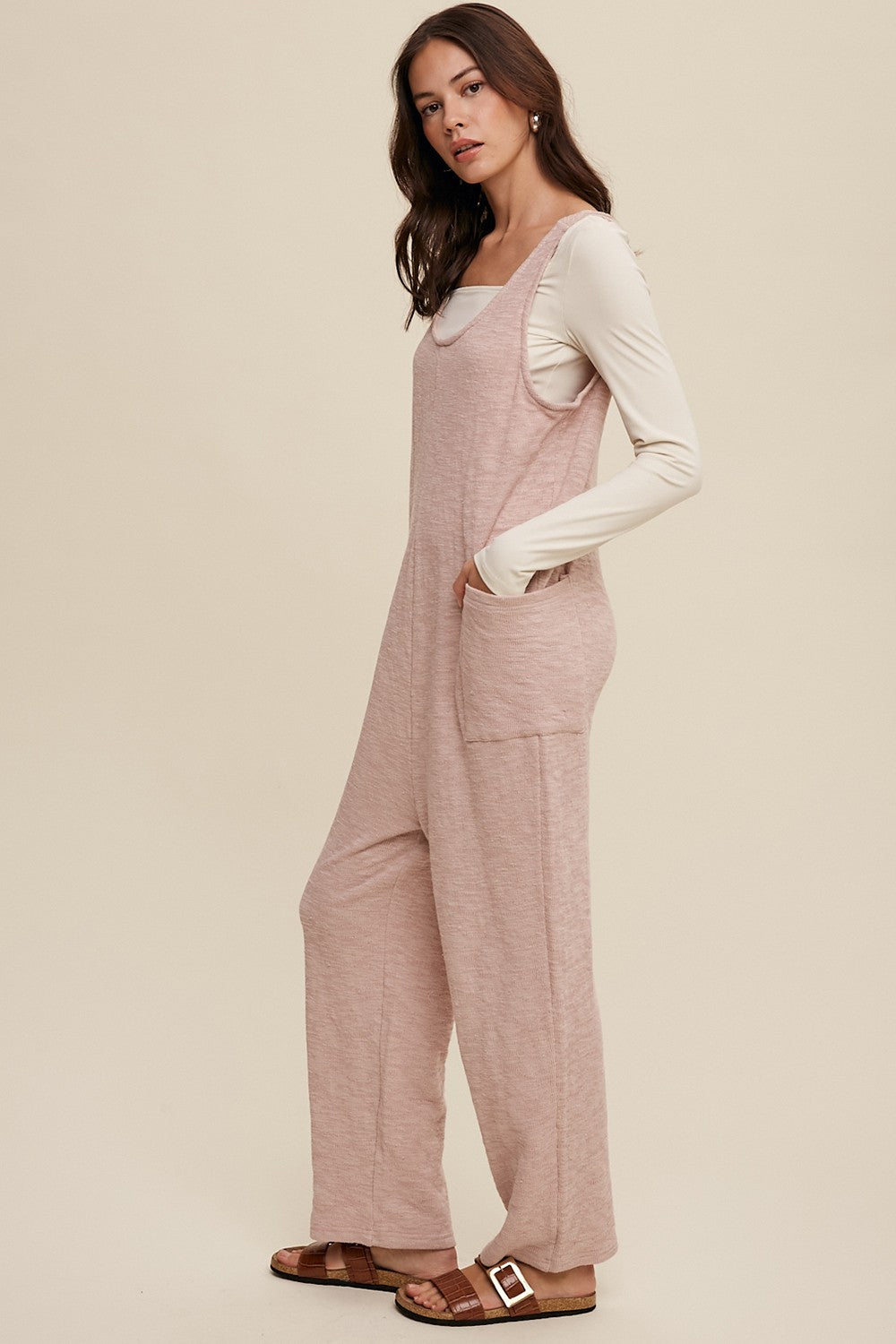 Light Pink Scoop Neck Sleeveless Jumpsuit