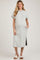 Grey Ribbed Short Dolman Sleeve Side Slit Maternity Midi Dress