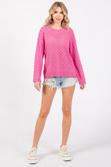 Fuchsia Diamond Open Knit Top