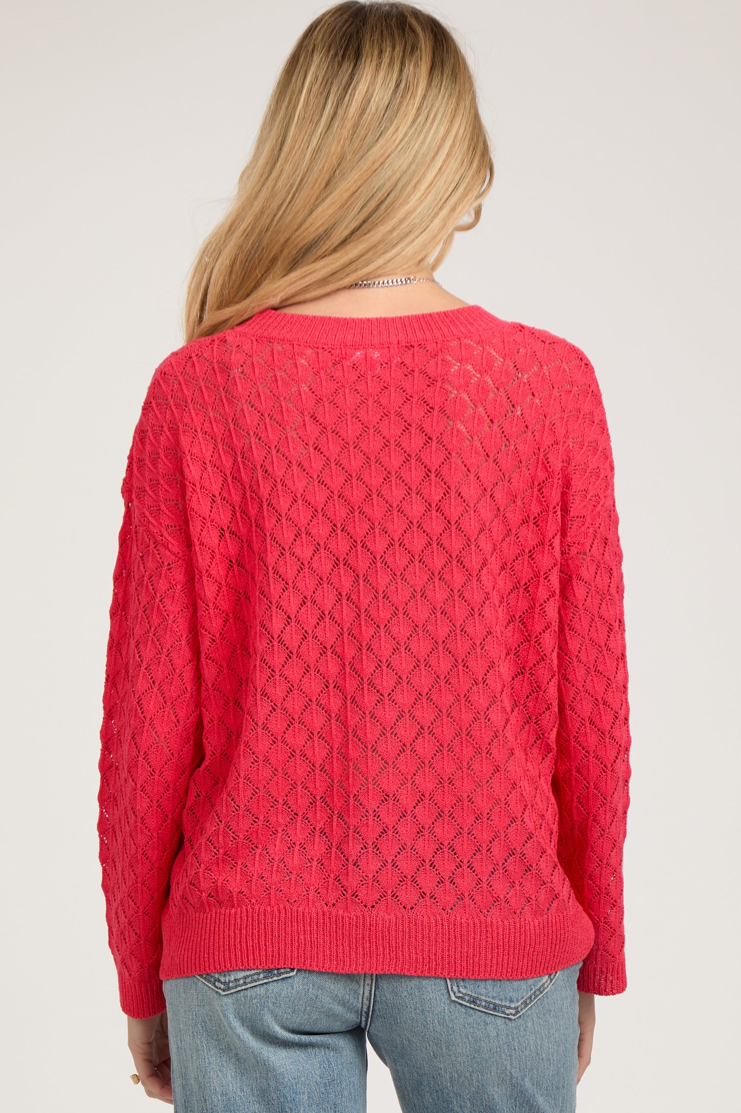 Red Diamond Open Knit Maternity Top