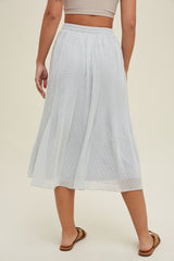 Mint Swiss Dot Pleated Midi Skirt