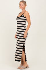 Beige Patterned Sleeveless Maxi Dress