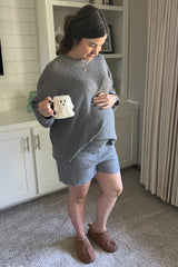 Grey Sweater and Short Maternity Set