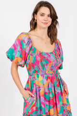 Lavender Multi Color Floral Puff Sleeve Maxi Dress