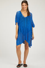 Royal Blue Crochet Knit Maternity Swim Cover Up