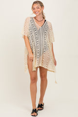 Cream Crochet Knit Swim Cover Up