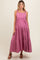 Mauve Square Neck Cut Out Back Tiered Maternity Maxi Dress