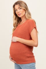 Rust Knit Maternity Sweater Top