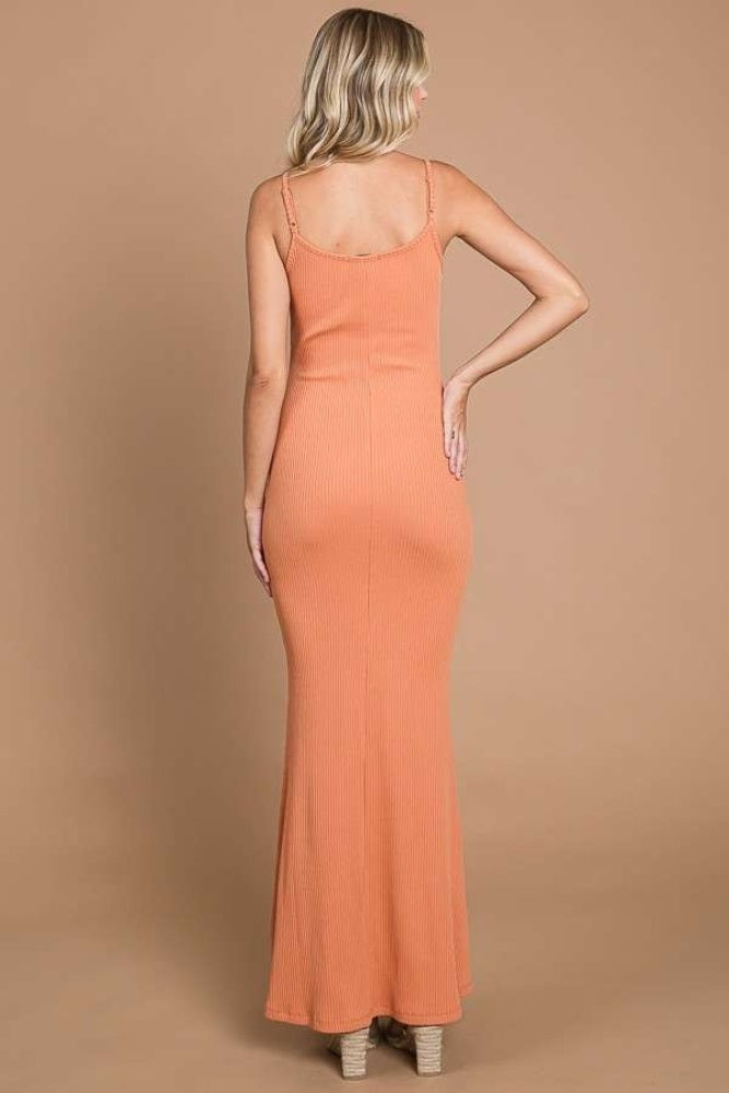 Peach Ribbed Maxi Dress