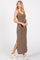 Taupe Ribbed Side Slit Maxi Dress