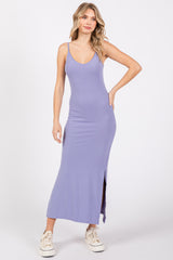 Lavender Side Slit Maternity Maxi Dress