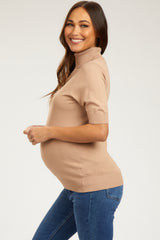 Taupe Turtleneck Maternity Knit Top