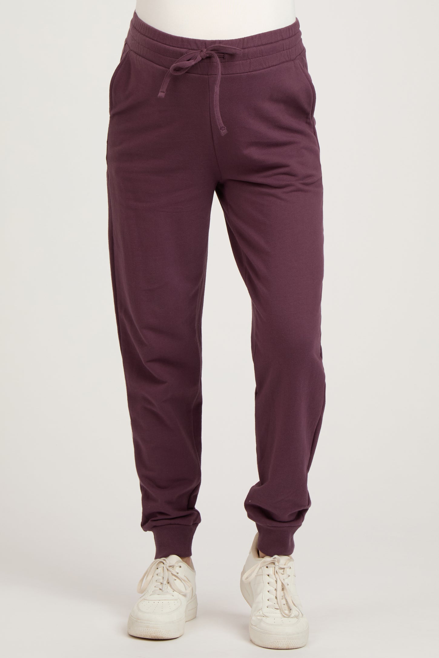 Purple Basic Drawstring Maternity Sweatpants