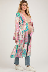 Multicolor Floral Patchwork Print Maternity Coverup