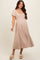 Taupe Puff Sleeve Linen Maternity Midi Dress