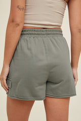 Olive Cargo Raw Hem Lounge Shorts