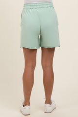 Mint Green Raw Hem Maternity Drawstring Shorts